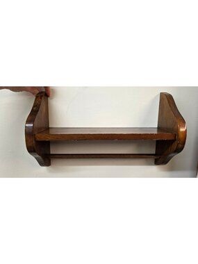 Vintage Wooden Shelf & Towel Bar Kitchen or Bathroom Decor